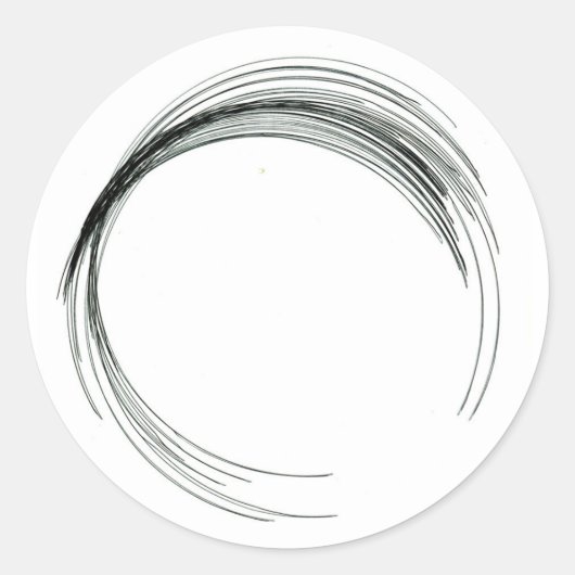 Sticker Rond abstrait cercle ronde géométrique noir blanc manme (Devant)