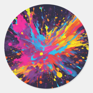 Sticker Rond Abstrait couleur néon