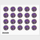 Sticker Rond Abstrait d'anémone violet (Feuille)