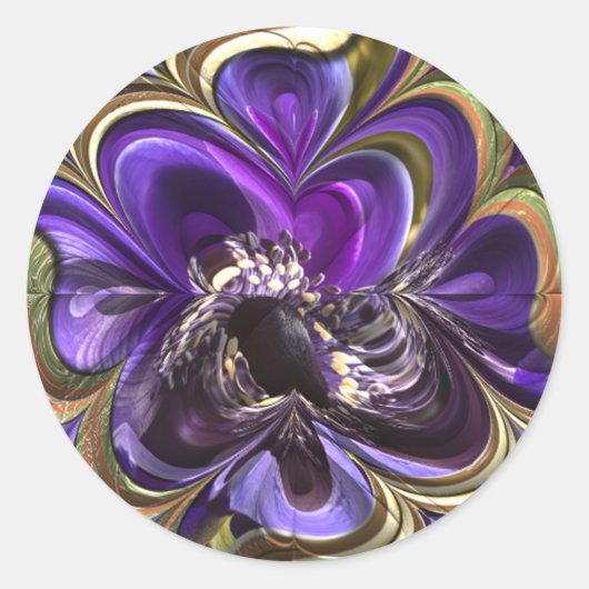 Sticker Rond Abstrait d'anémone violet (Devant)