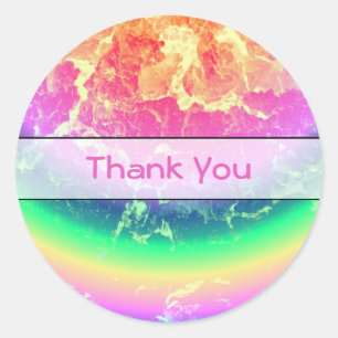 Sticker Rond Abstrait - En feu avec Merci arc-en-ciel