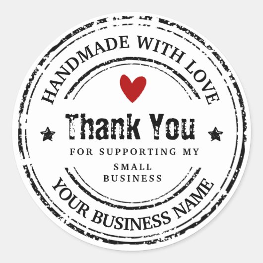 Sticker Rond Abstrait fait à la main avec amour | merci classiq (Devant)