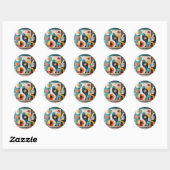 Sticker Rond Abstrait géométrique coloré gras (Feuille)