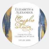 Sticker Rond Abstrait Gold Marine Blue Couples Douche merci (Devant)