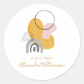Sticker Rond Abstrait Jaune Personnalisé Un Cadeau Du Nom (Devant)