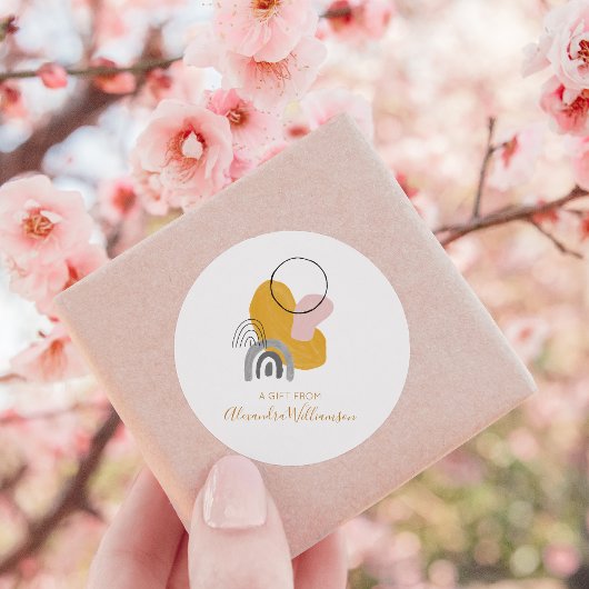 Sticker Rond Abstrait Jaune Personnalisé Un Cadeau Du Nom