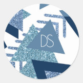 Sticker Rond Abstrait Luxueux des Années 80 | Monogramme Turquo (Devant)