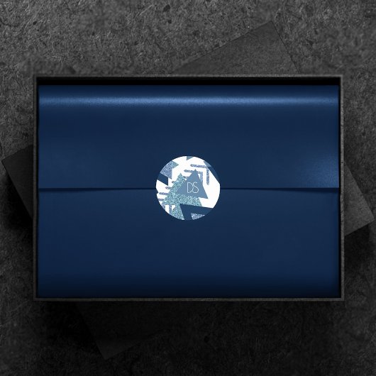 Sticker Rond Abstrait Luxueux des Années 80 | Monogramme Turquo