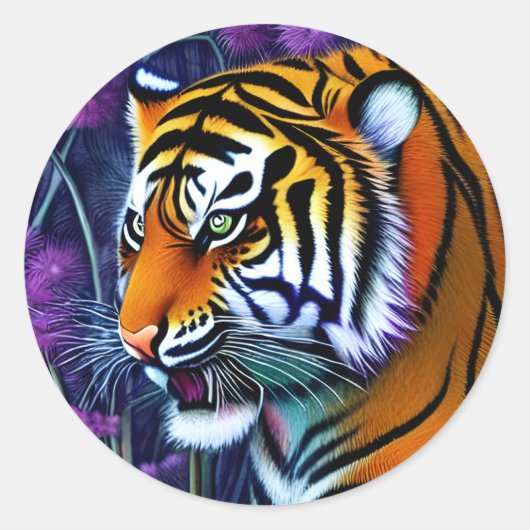 Sticker Rond Abstrait Majestic Predator Tiger (Devant)