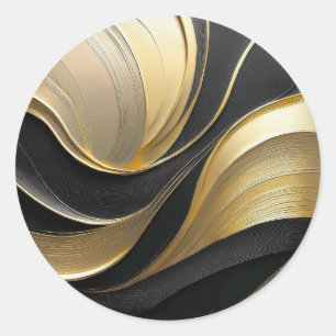 Sticker Rond Abstrait moderne noir et or