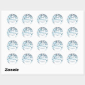 Sticker Rond Abstrait moderne Terrazzo Mosaic Mariage bleu (Feuille)
