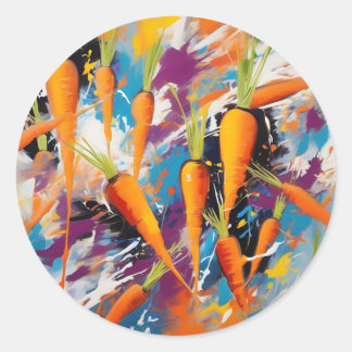 Sticker Rond Abstrait Motif expressionniste des carottes