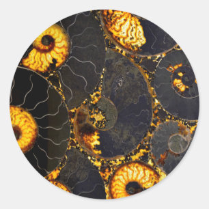 Sticker Rond Abstrait Nautilus motif jaune or