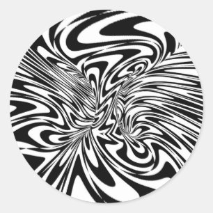 Sticker Rond abstrait noir et blanc