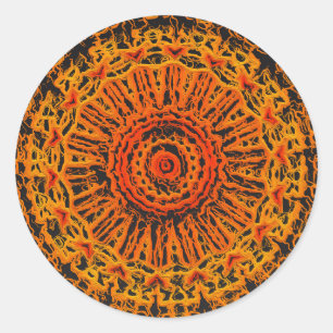 Sticker Rond Abstrait orange, jaune et noir