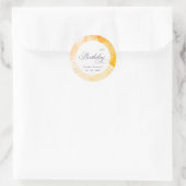 Sticker Rond Abstrait Pastel Jaune Orange Quel Âge Anniversaire (Sac)