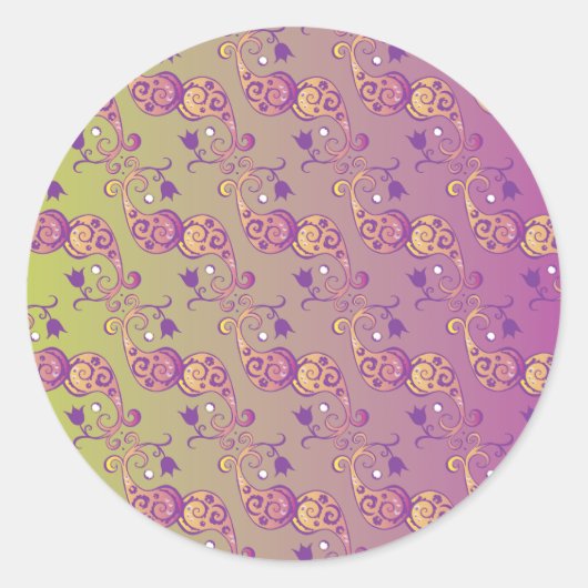 Sticker Rond Abstrait Pastel vert et rose pâtissier floral (Devant)
