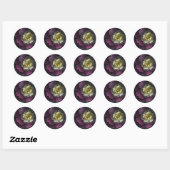 Sticker Rond Abstrait Purpur moderne Khaki Gris Fleur fractale (Feuille)