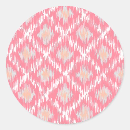 Sticker Rond Abstrait rose Ikat Chevron Motif diamant (Devant)
