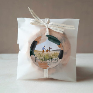 Sticker Rond Abstrait vert plein saignement 1 photo Noël