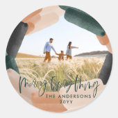 Sticker Rond Abstrait vert plein saignement 1 photo Noël (Devant)