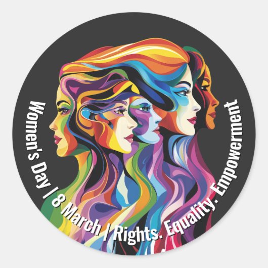 Sticker Rond Abstraite couleur face à la Journée des Femmes | I (Devant)