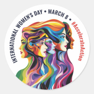 Sticker Rond Abstraite couleur face à la Journée des Femmes I