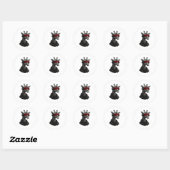 Sticker Rond Abstraite girafe rouge et noire T-shirt classique (Feuille)