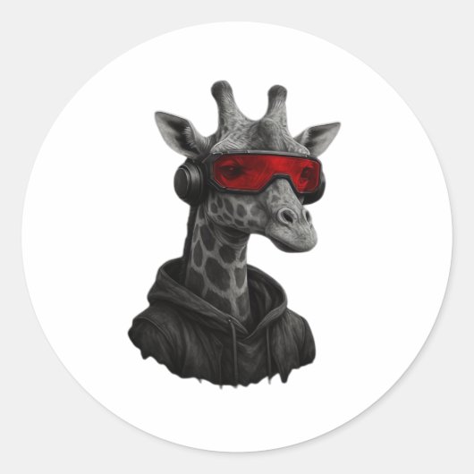 Sticker Rond Abstraite girafe rouge et noire T-shirt classique (Devant)