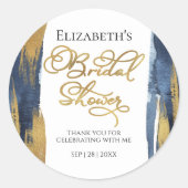 Sticker Rond Abstraite Gold Navy Fête des mariées bleue merci (Devant)