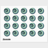 Sticker Rond Abstraite spirale d'art fractal bleu turquoise ora (Feuille)