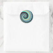 Sticker Rond Abstraite spirale d'art fractal bleu turquoise ora (Sac)