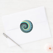 Sticker Rond Abstraite spirale d'art fractal bleu turquoise ora (Enveloppe)