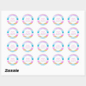 Sticker Rond Abstraites lignes tropicales aqua mariage rose (Feuille)