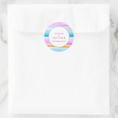Sticker Rond Abstraites lignes tropicales aqua mariage rose (Sac)