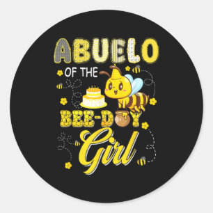 Sticker Rond Abuelo de la fille de l'anniversaire de l'abeille