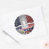 Sticker Rond Acadien Cajun France Arbre Drapeau (Enveloppe)