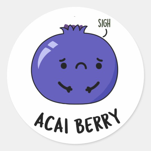 Sticker Rond Acai Berry Funny Fruit Pun (Devant)
