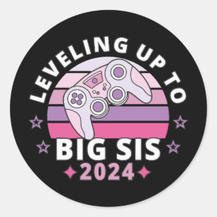 Sticker Rond Accéder au rang de grande sœur 2024 Filles