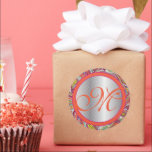 Sticker Rond Accents Argent Peacock Paisley Tangerine Fuchsia<br><div class="desc">Argent Accents Peacock Paisley Tangerine Coral Orange et Fuchsia Rose Wedding Invitations - Montré sur papier argent - Si sur papier à lettres argent la police sera argent - la police blanche par défaut à la couleur du papier de sorte que si vous choisissez glace la police sera blanche.</div>