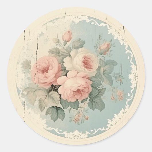 Sticker Rond Accents de goût, rose Shabby Chic (Devant)