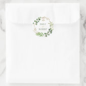 Sticker Rond Accents d'or de couronne Feuille d'Eucalyptus (Sac)