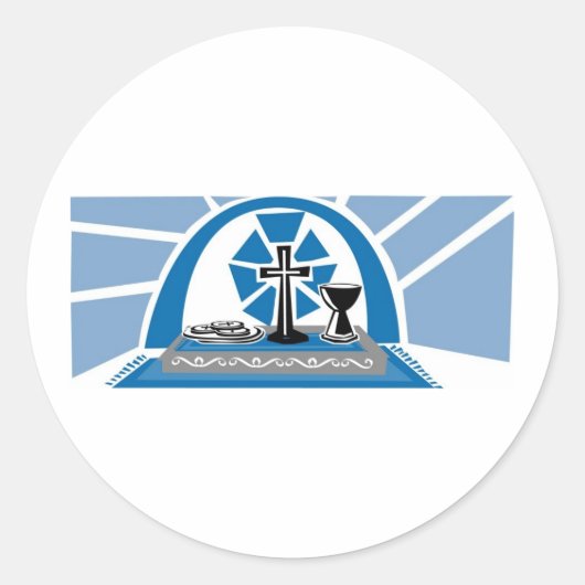 Sticker Rond Accentuation de la page de communion bleue (Devant)