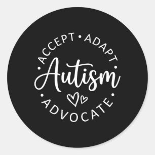 Sticker Rond Acceptation de l'autisme Adapter Défendre Soutenir
