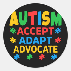 Sticker Rond Accepter Adapt Advocate Sensibilisation sur l'auti