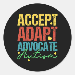 Sticker Rond Accepter Adapt Advocate Sensibilisation sur l'auti