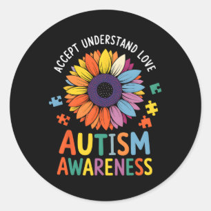 Sticker Rond Accepter Comprendre Amour Amoureux Neurodiversité