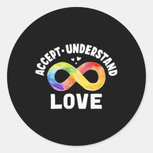 Sticker Rond Accepter Comprendre Amour Sensibilisation sur l'au