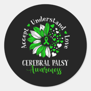 Sticker Rond Accepter Comprendre Amour Tournesol Cérébral Palsy