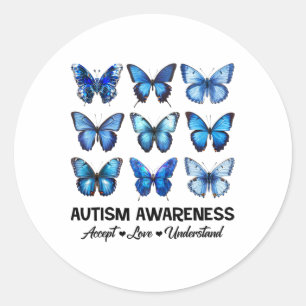 Sticker Rond Accepter Comprendre la Sensibilisation sur l'autis